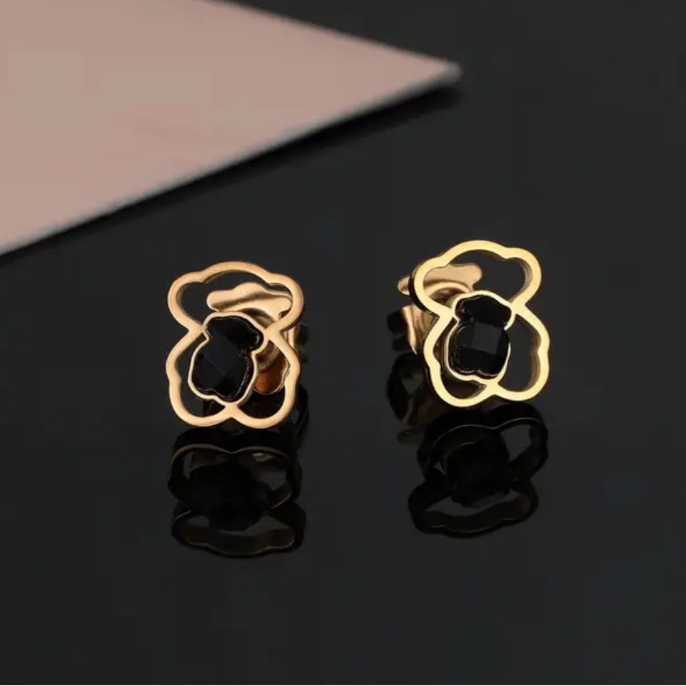 Tous style Stud Earrings 18k Gold Plated